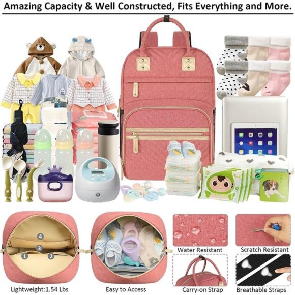 Diaper Bag Backpack Tote for Women Large Capacity, Baby Bag Insulated Pockets - Picture 2 of 6